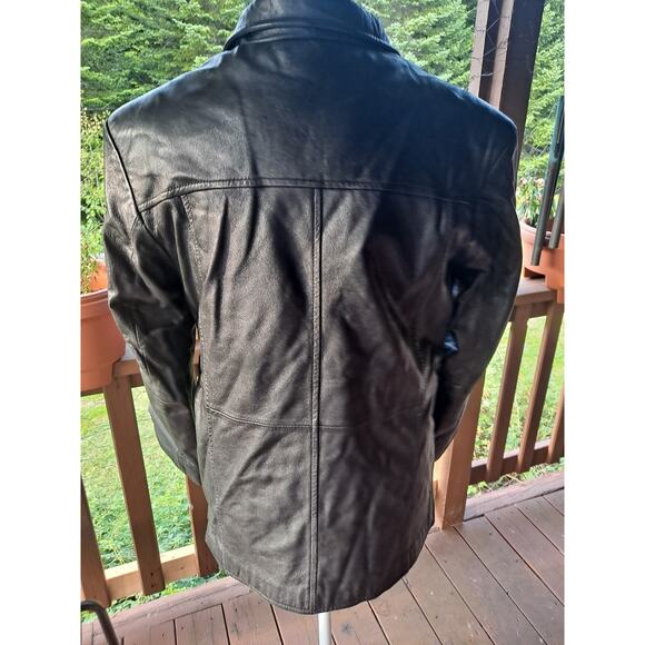 MENS PELLE STUDIO THINSULATE INSULATION SIZE Medium LEATHER BLACK JACKET WILSONS - Picture 2 of 5